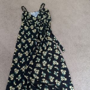 Unique Vintage Black Dress with Lemon Print